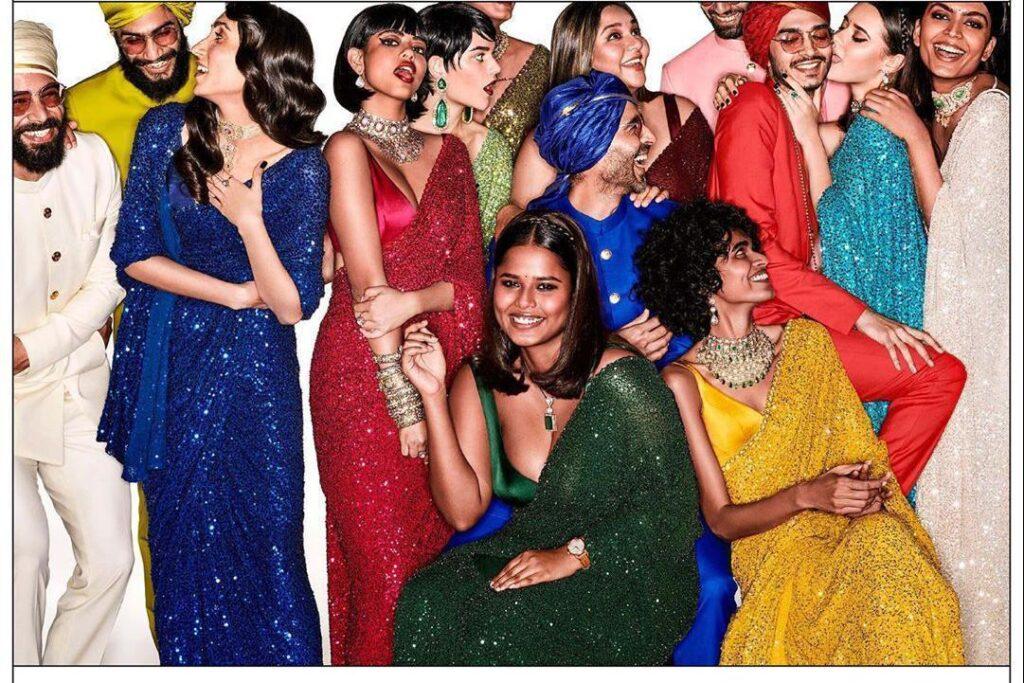 ma panache sequin work girlish party wear saree for women bollywood vogue dresses